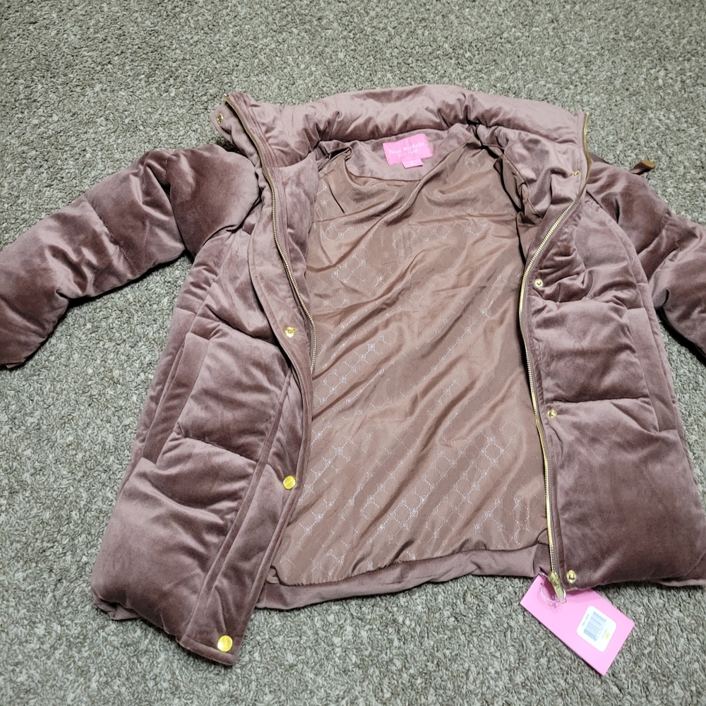 Velvet Puffer Jacket Isaac Mizrahi Small Large - Picture 2 of 16